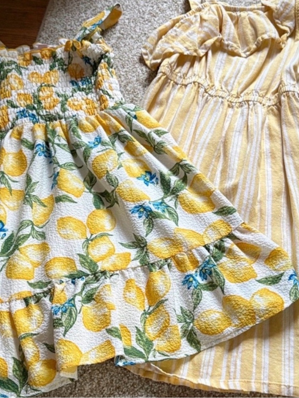 Beautiful for Spring 2pk Yellow Lemon Print Sundresses